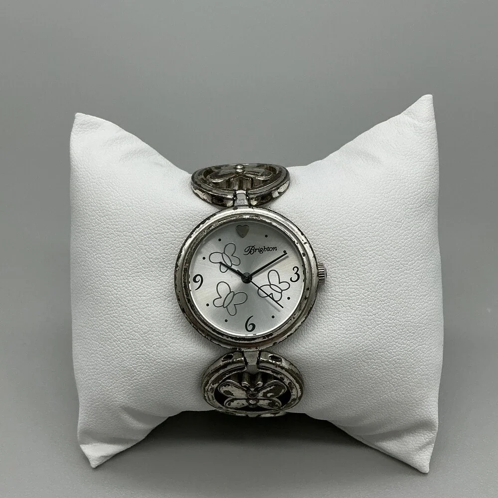 Brighton Bellevue Womens Watch 28mm Silver Dial Butterfly New Battery 6.25
